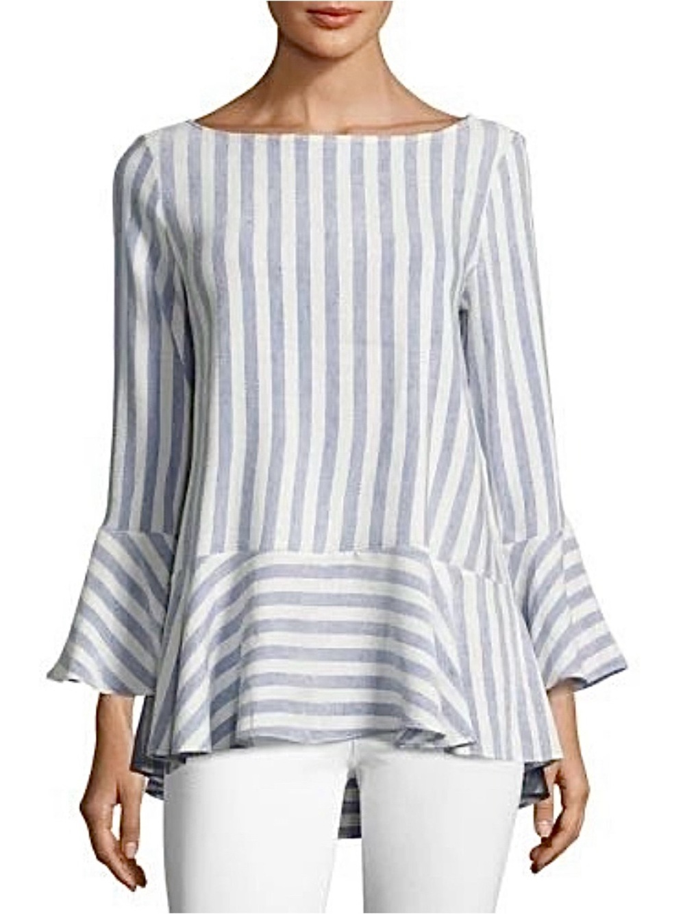 Alice + Olivia Doyle Linen Blend Tunic in Blue/White